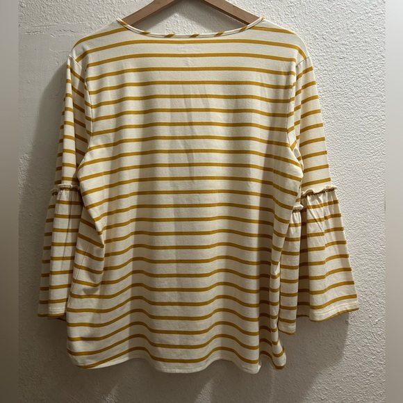 Van Heusen striped mustard butter color peplum sleeve top size XL - Picture 3 of 6